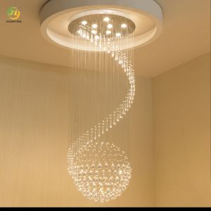 JYLIGHTING Duplex Home Staircase Crystal Chandelier Hotel Villa Spiral Simple