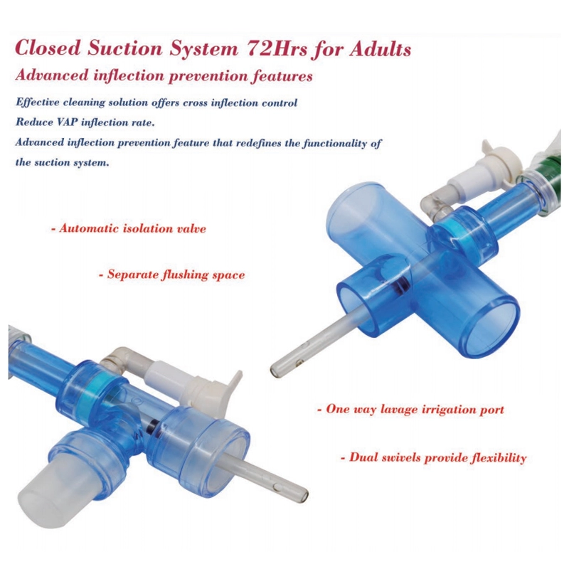 BESDATA Kim Vent closed suction system endotracheal tracheostomy ETT 24Hrs 72 Hrs adult pediatric secretion catheter tub
