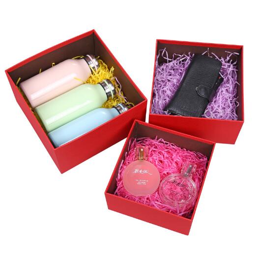 Rectangle shape logo customized paperboard storage box for different gift with Ribbon Red and White style