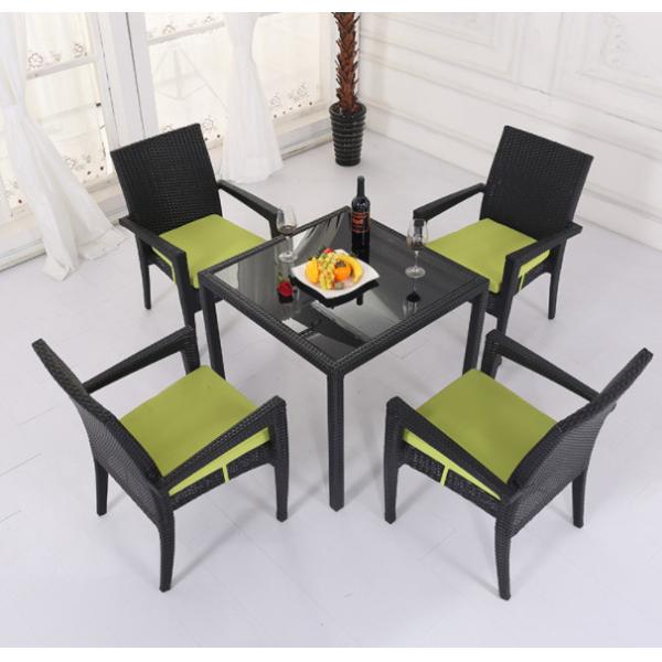 Black Wicker Patio Dining Table Garden Restaurant Dinning Table Set