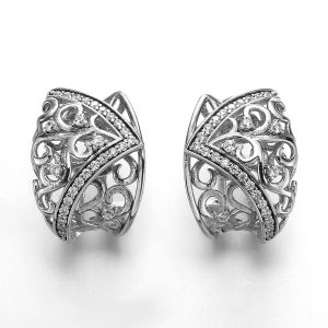 Strip Mosaic Structure 925 Silver CZ Earrings Vivienne Westwood Earrings