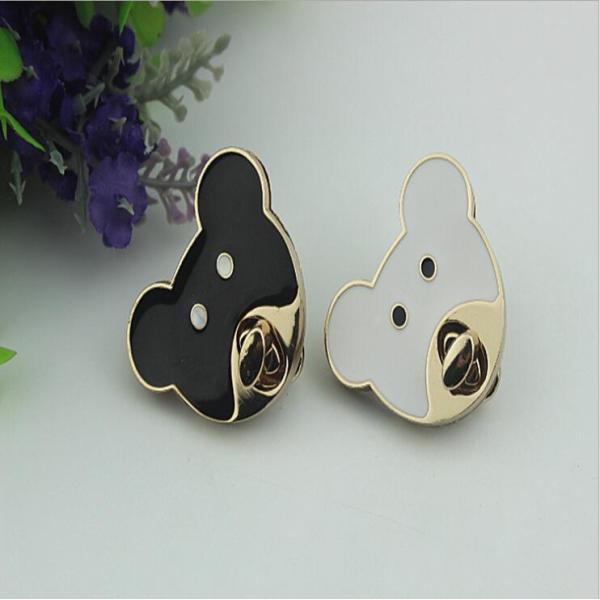 Hot production zinc alloy drip glue craft cute black & white bear decorative metal purse twist lock