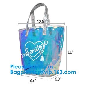 Reflective laser PU leather bag, Iridescent Tote, Fashion Holographic Handbag,