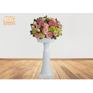 Classic Glossy White Fiberglass Floor Vases With Pedestal For Wedding 2 Sizes