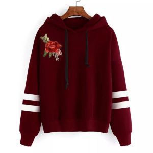 Fashion Plain Pullover Sweater Hoodies V Neck Ladies Sweater Hoodie