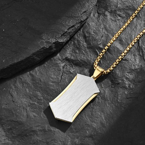 Stainless Steel Cross Pendant Necklace Christian Jewelry Satin Square Religious Cross Engraved Necklace For Men