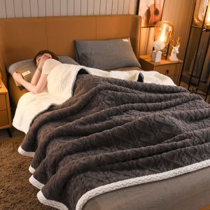 Luxury Super Thick Jacquard Plush Fleece Oversize Sherpa Bed Blanket Throw for