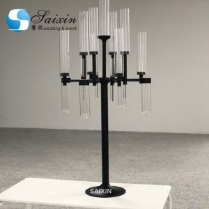 China Modern  Silver Gold Black Metal And Crystal Candelabra Glass Candle Holder 90CM on sale