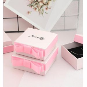 Recycled Paper Jewelry Packaging Box With Ribbon Inner Support