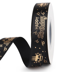 Wholesale Custom Logo Printed birthday ribbon polyester satin ribbon