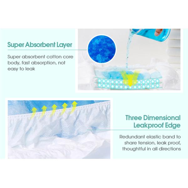 SGS Skin Friendly Adult Disposable Diapers With 3D Leakproof Edge