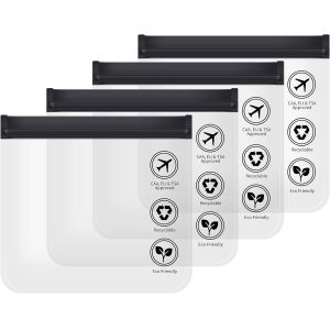 Quart Size Zipper Bags- Triple-sealed Seam Leakproof Clear Cosmetic Bag for