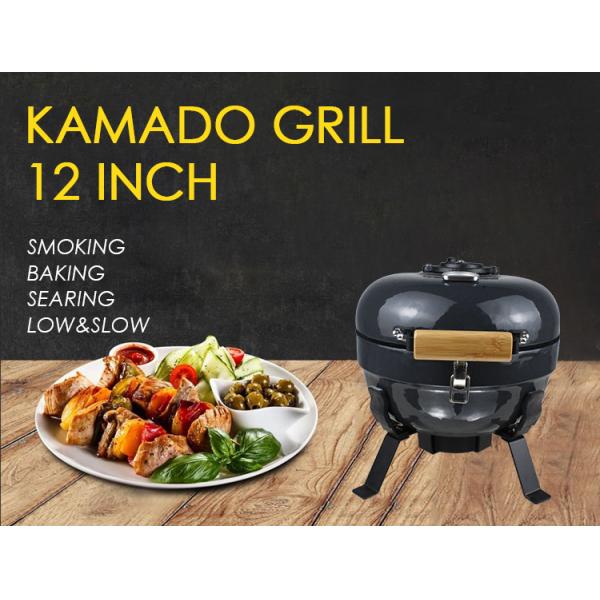 BBQ Outdoor Charcoal Smoker Easy Camping Fishing Mini Auplex Kamado 12inch Portable Ceramic Grill