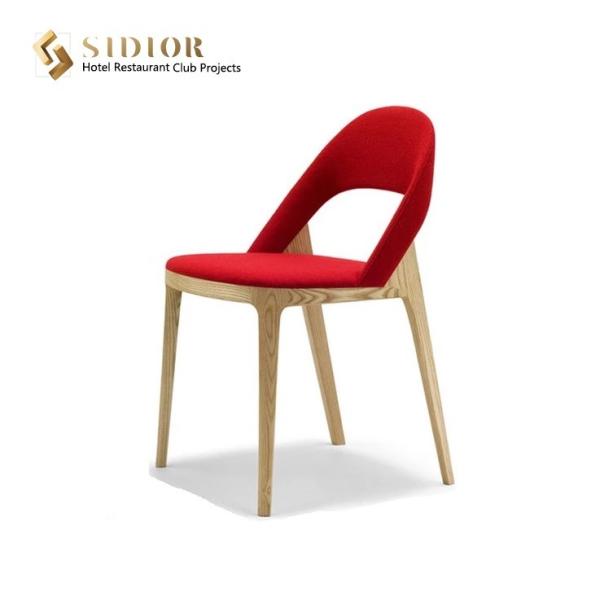 Buy Modern Nordic Wooden Leg Dining Chair Fabric Upholstered Chairs H78cm at wholesale prices