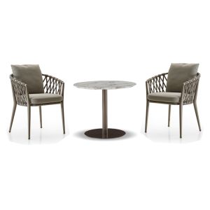 Plastic L56cm W51cm Chair Bistro Table And Chairs Set Hand Weaving