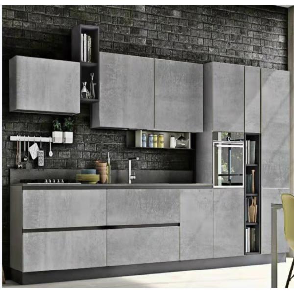 White Sandstone Modern Modular Kitchen Cabinets Roller Shutter Door With Shelves