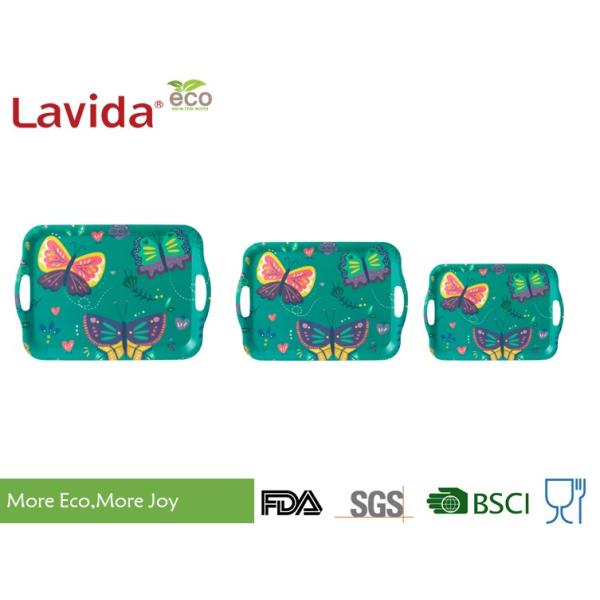 Colorful Tropical Butterfly Style Bamboo Dinnerware Set Eco - Friendly For Indoor / Outdoor