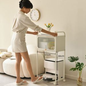 Multi Functional  Household Storage Rack 28cm Modern Side Table Drawer Storage + Swivel Wheels For Sweeping Robots