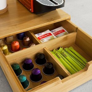 bamboo k cup dispenser organizer storage drawer