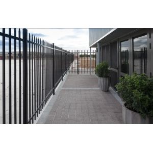 Powder coated tubular steel fence