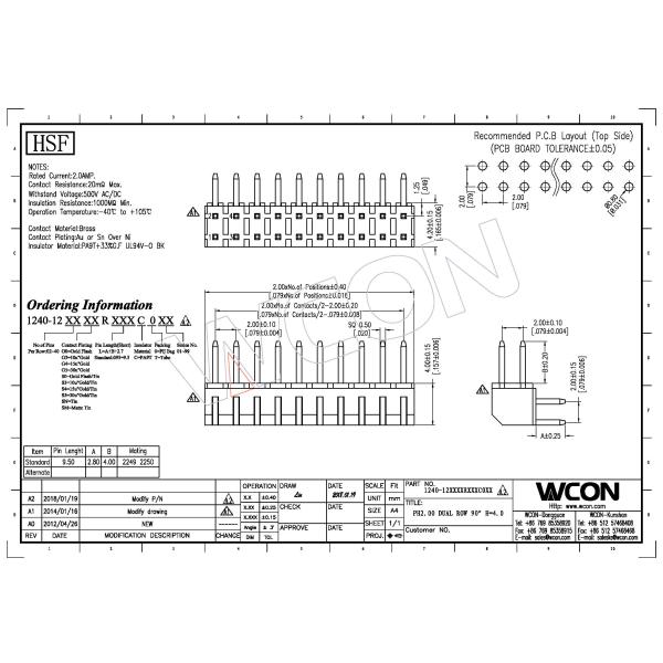 Black PA9T 2mm Male And Female Header Pins , 500V Dual Row Header Connector