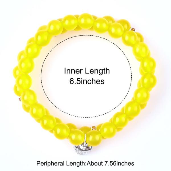Elastic Round 8mm Gemstone Bead Yellow Jade Crystal Bracelets OEM ODM