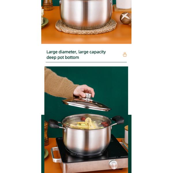 Wholesale Top Seller Double Bottom Induction Stew Pot Shabu Pot Stainless Steel Cooking Stock Soup Pot