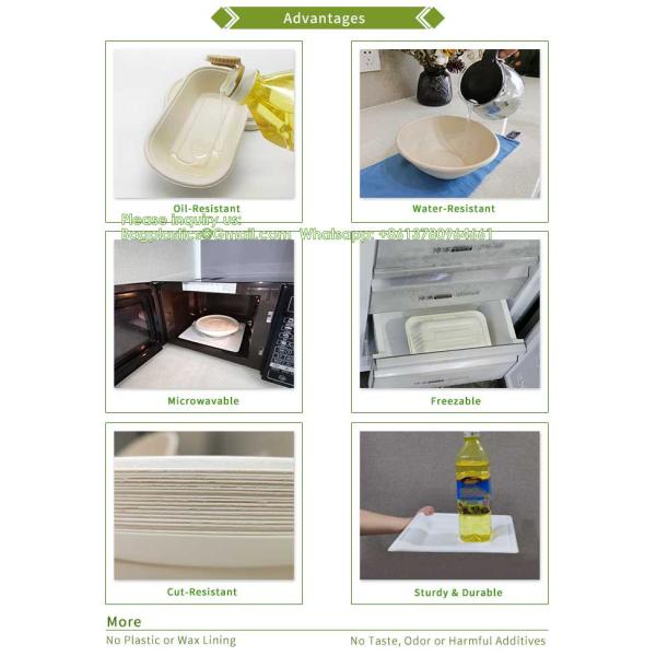 Customized Food Grade Biodegradable Disposable 1000ml 90mm Tall Sugarcane Bagasse Bowl With Lid