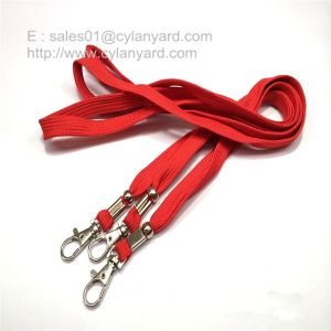 Tubular neck strap with metal crimp and metal bead