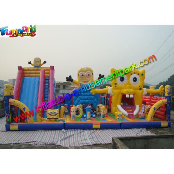 Buy Water - Proof  Minion & Spongebob Inflatable Amusement Park With PVC Vinyl at wholesale prices