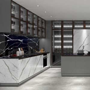 Woodgrain Modern Kitchen Cabinet Unassembled Handleless Furniture