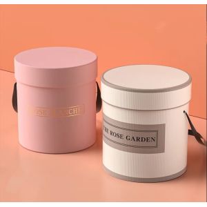 Handmade Custom Cylinder Flower Box Valentine'S Day With Ribbon Handle