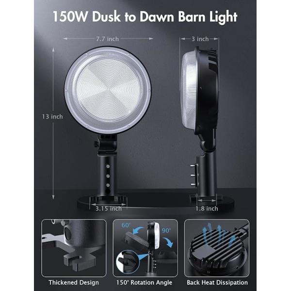 9000LM 10000LM 12000LM Wall Mounted Barn Light IP65 120° Beam Angle