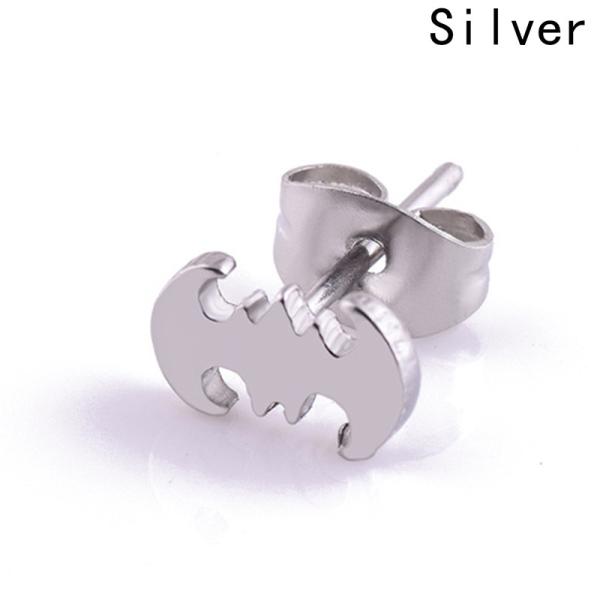 Punk Silver Gold Black Stainless Steel Batman Stud Earrings Cute Brincos Barbell Jewelry For Men Women
