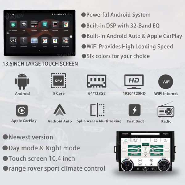 Viknav Car Radio For Land Rover Range Rover Sport L494 (2013-2017) 13.6 inch Android Autoaudio GPS CarPlay