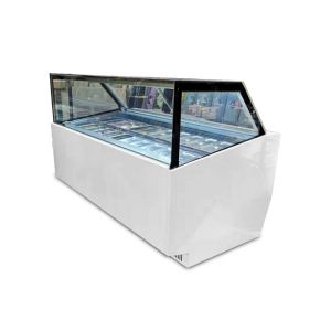 Straight Glass Door Ice Cream Display Freezer R404a Single Temperature