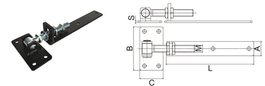 Black powder coated M20 entrance gate hinges swing door adjustable long hinges