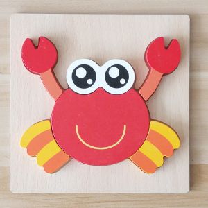 Wooden Cartoon Animal 3D Puzzle Children Early Education Cognitive