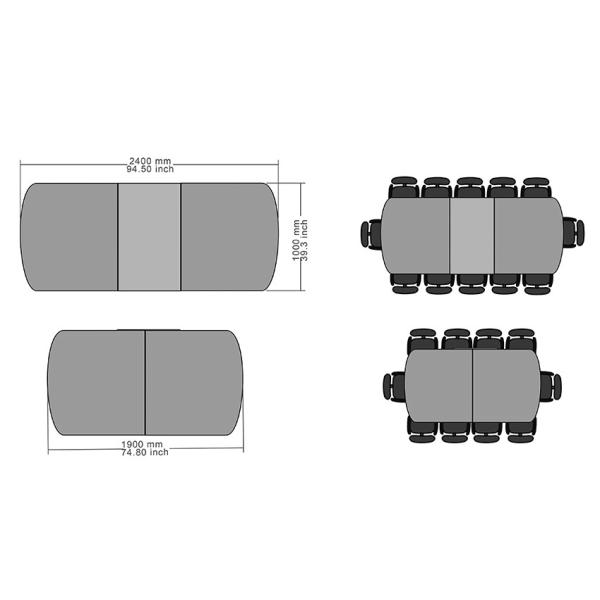 Stone Coated Tempered Glass Extension Dining Table Stylish Black For 12 Seats