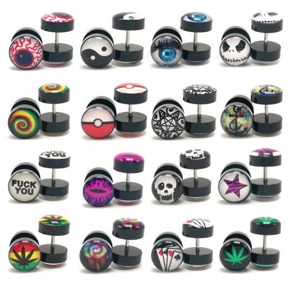 Buy New Earings Fashion Jewelry Women's Ear Stud Barbell Piercing Punk Men Earrings Black at wholesale prices