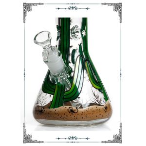 Green Cactus Art Glass Water Smoking Pipe 50x7mm Glass Tube