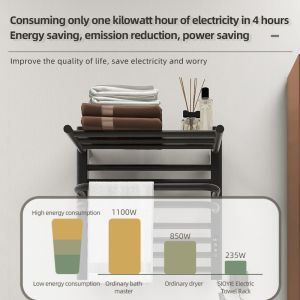 Electric Heated Space Aluminum Bathroom Towel Warmer and Drying Rack for Modern