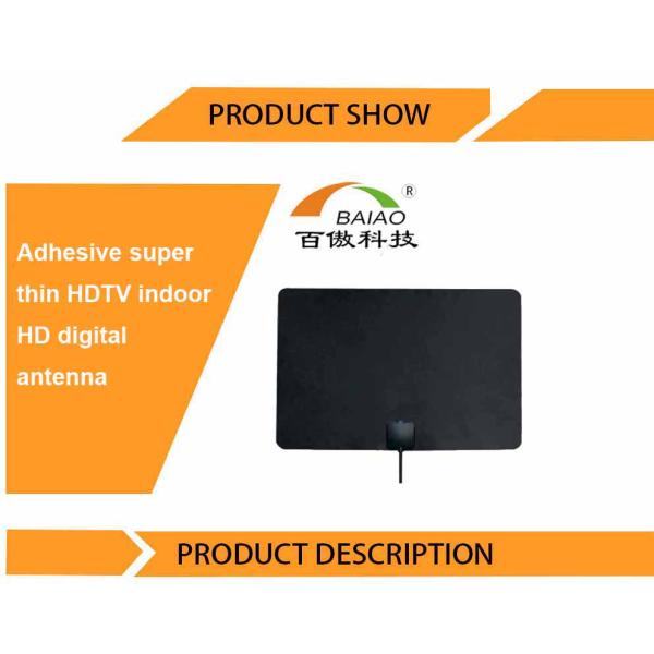 50 Mile Range 4K Amplified Ultra-Thin Indoor Plate HDTV Antenna with Detachable Amplifier Signal Booster
