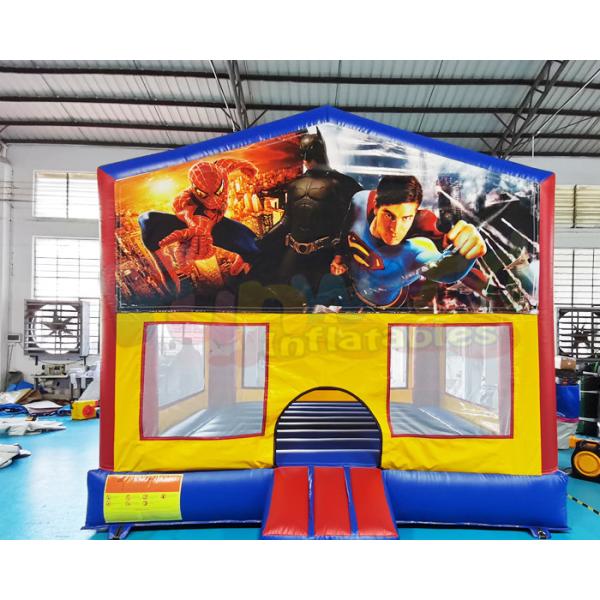 Mini Super Hero Jumping Inflatable Bouncy Castle Multi Color