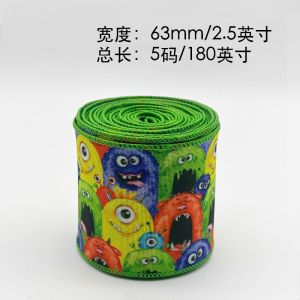 Cute Cartoon Halloween Wired Ribbon 63mm Festival Halloween Grosgrain Ribbon