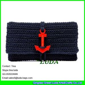 LUDA navy belue lady totes anchor paper straw clutches