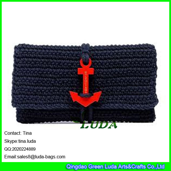 Buy LUDA navy belue lady totes anchor paper straw clutches at wholesale prices