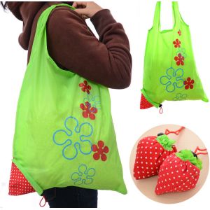 Ecological Drawstring Tote Bags Cute Strawberry Portable For Super Market