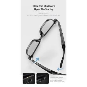 Stereo Sound Black Bluetooth Sunglasses With Call 90mAh Capacity BT 5.1 Version