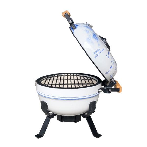 BBQ Outdoor Charcoal Smoker Easy Camping Fishing Mini Auplex Kamado 12inch Portable Ceramic Grill